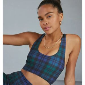 Urban Outfitters Revolve Beach Riot Yara Wintergreen Plaid Crop Top Sports Large